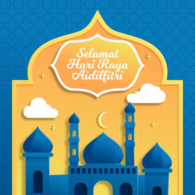 Free Realistic Hari Raya Aidilfitri With Mosque And Moon Free Vector Nohat Cc