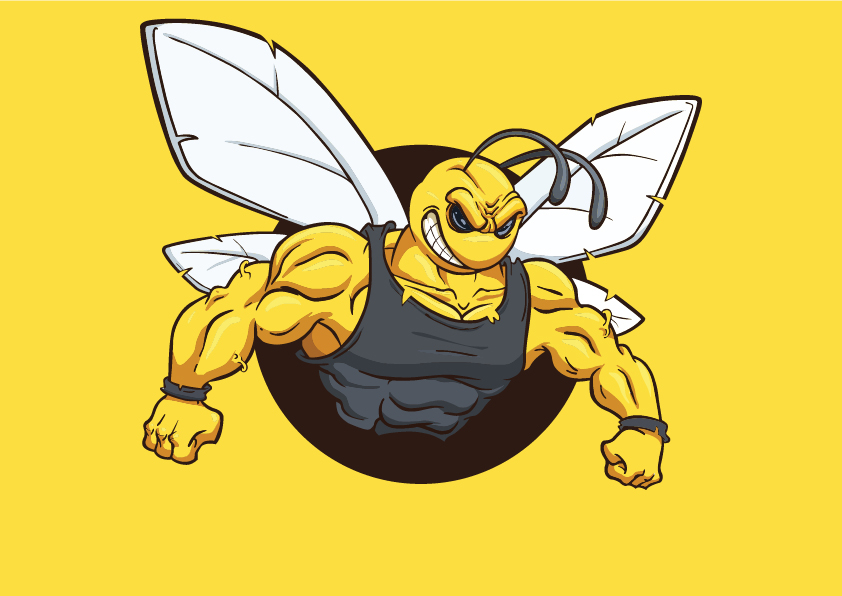bee,Bee Logo,Honey Bee,Honey bee logo,angry bee,body builder bee,vector
