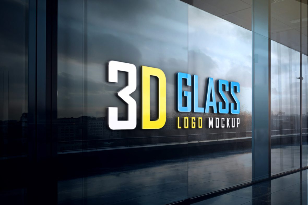 glass,facade,signage,logo,mockup,logo mockup,glass mockup