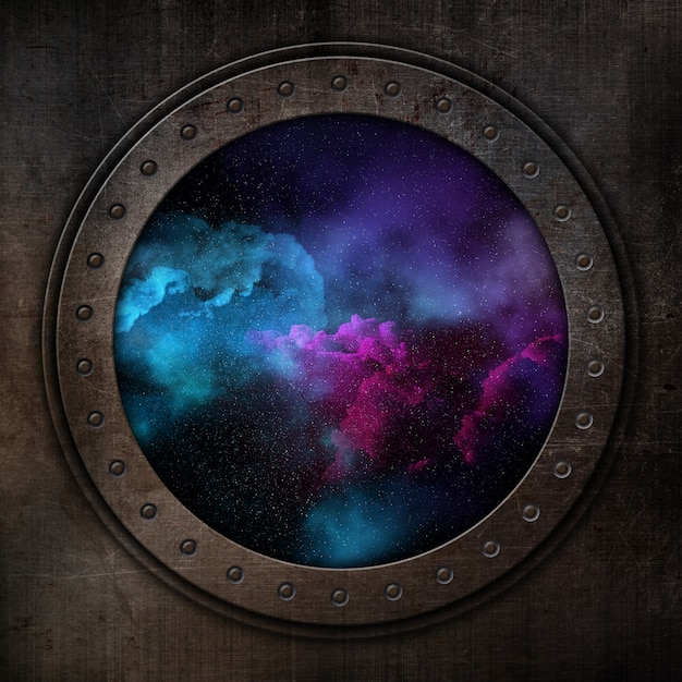 background,star,sky,space,3d,galaxy,window,night,planet,old,porthole,with,of,out