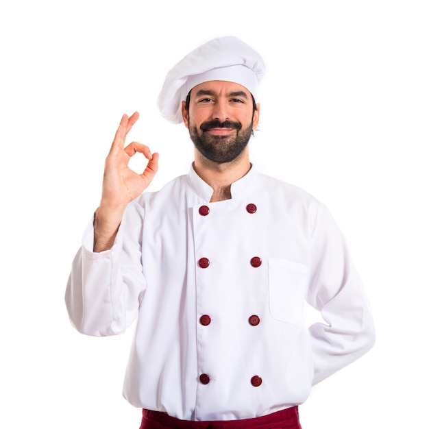Free: Chef making Ok sign over white background - nohat.cc
