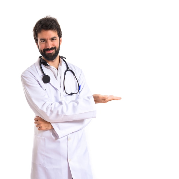 background,people,hand,medical,man,doctor,health,space,smile,happy,white background,presentation,hospital,person,white,medicine,job,success,welcome,beard