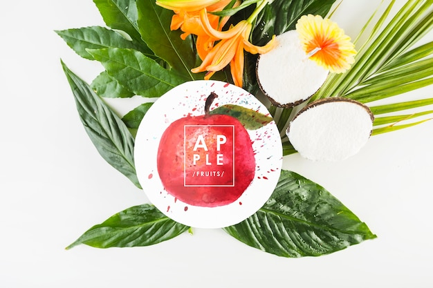 mockup,floral,card,flowers,summer,paper,beach,sea,sun,leaves,holiday,tropical,mock up,coconut,vacation,page,blossom,sunshine,beautiful,up