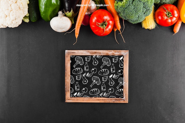mockup,food,vegetables,chalkboard,cooking,decoration,mock up,organic,natural,healthy,decorative,healthy food,tomato,diet,nutrition,fresh,view,up,top,top view