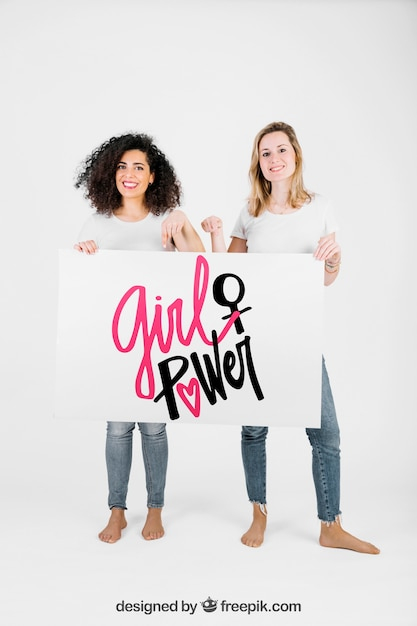 mockup,template,presentation,event,board,friends,mock up,friendship,female,up,day,whiteboard,feminine,blank,holding,womans day,pointing,mock,womans