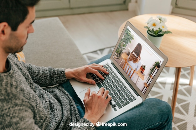 mockup,technology,computer,template,man,home,laptop,internet,room,decoration,mock up,creative,modern,living room,decorative,connection,pc,device,up,guy