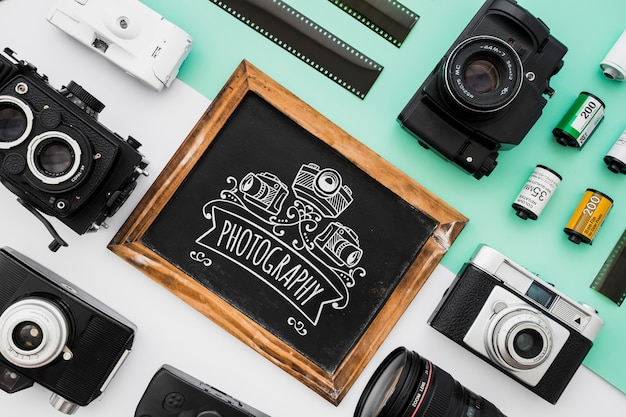 mockup,technology,template,camera,art,photography,chalkboard,mock up,decorative,photographer,studio,creativity,picture,professional,view,up,top,top view,journalist,concept