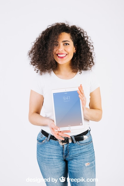 mockup,technology,template,smile,happy,presentation,mock up,tablet,modern,display,screen,female,young,happiness,device,up,feminine,friendly,mock,showing