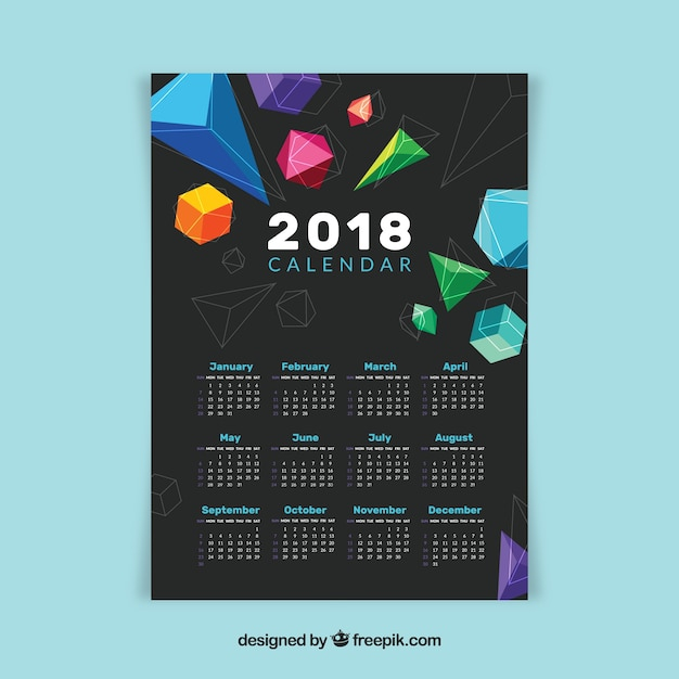 calendar,template,geometric,shapes,number,colorful,time,creative,modern,december,plan,print,date,planner,diary,year,day,november,2018