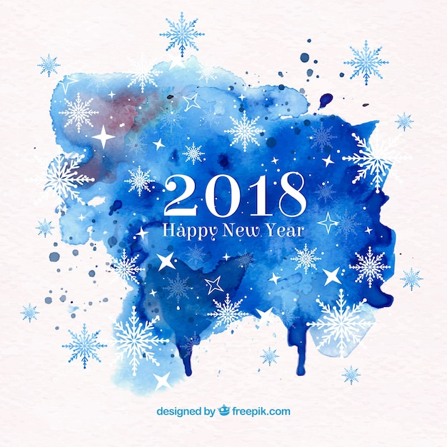  background, watercolor, happy new year, new year, party, blue, snowflakes, celebration, happy, holiday, event, happy holidays, new, december, celebrate, watercolour, year, festive, season, 2018