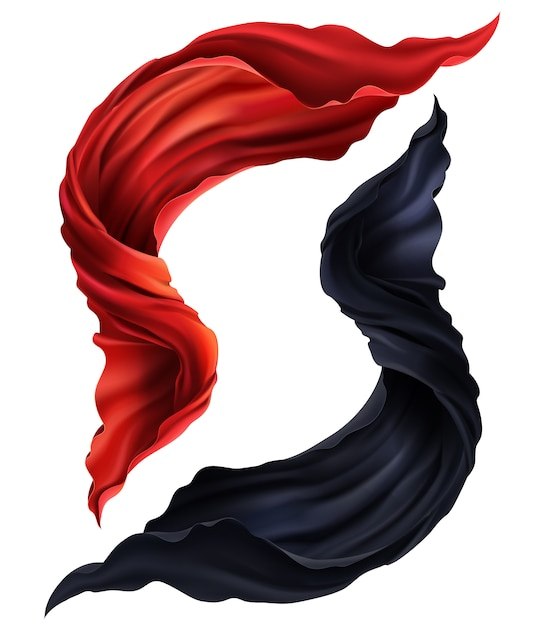 wave,red,flag,black,3d,decoration,curtain,curve,fabric,wind,fly,cloth,scarf,textile,silk,material,soft,flying,set,realistic