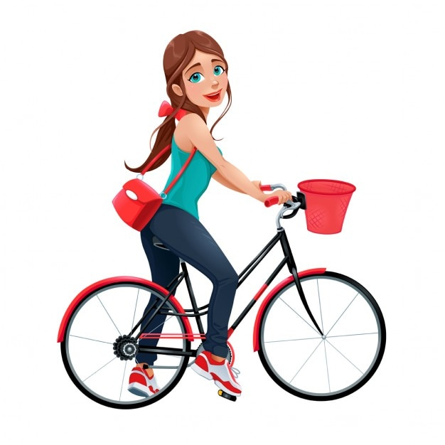 sport,character,cartoon,student,comic,color,smile,happy,bike,human,bicycle,person,wheel,fun,funny,lady,runner,young,cyclist,smiling