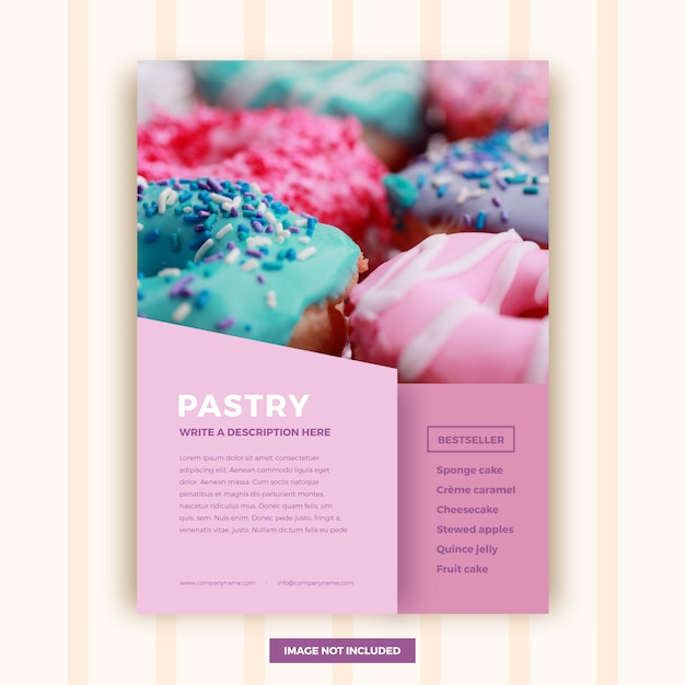  banner, brochure, flyer, poster, mockup, food, business, menu, abstract, cover, template, geometric, restaurant, cake, bakery, brochure template, kitchen, pink, magazine, marketing