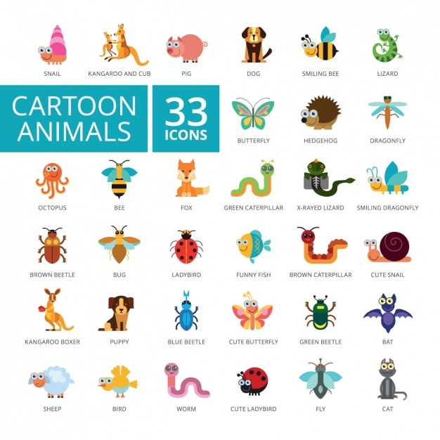 icon,dog,cartoon,fish,bird,animal,butterfly,cat,icons,color,animals,bee,pig,sheep,fox,fly,colour,octopus,insect,ladybug