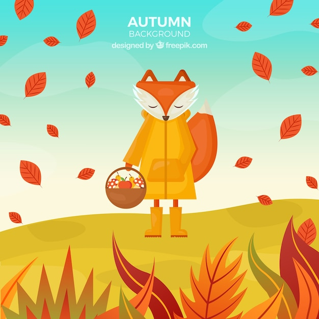 Free: Autumn background with fox - nohat.cc