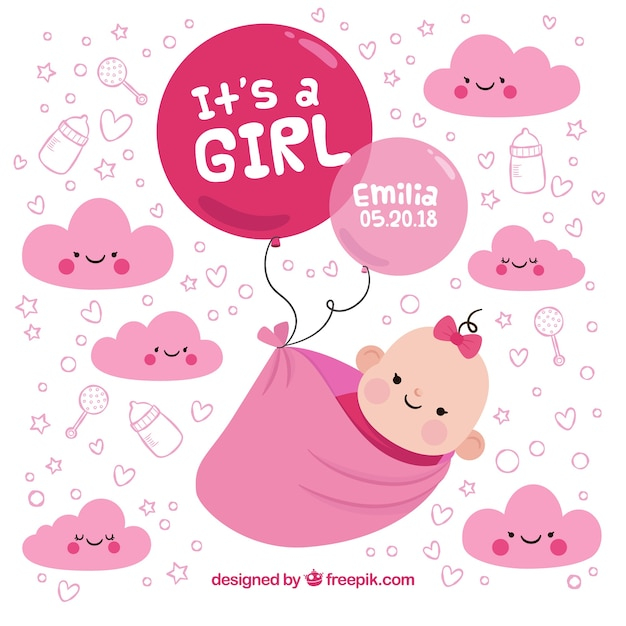  background, baby, hand, sky, hand drawn, cute, celebration, kid, child, clothes, clouds, backdrop, new, toys, balloons, kids background, baby girl, baby background, announcement, cute background