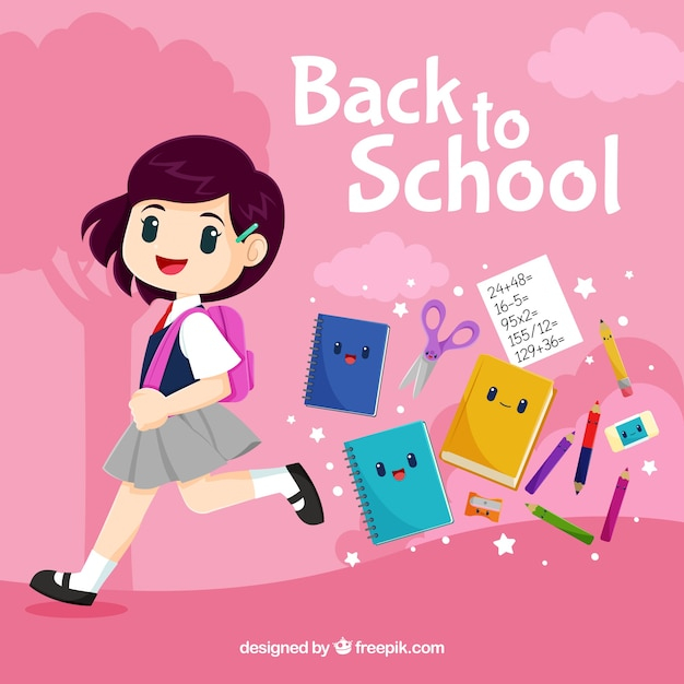 Free: Back to school background with happy student - nohat.cc