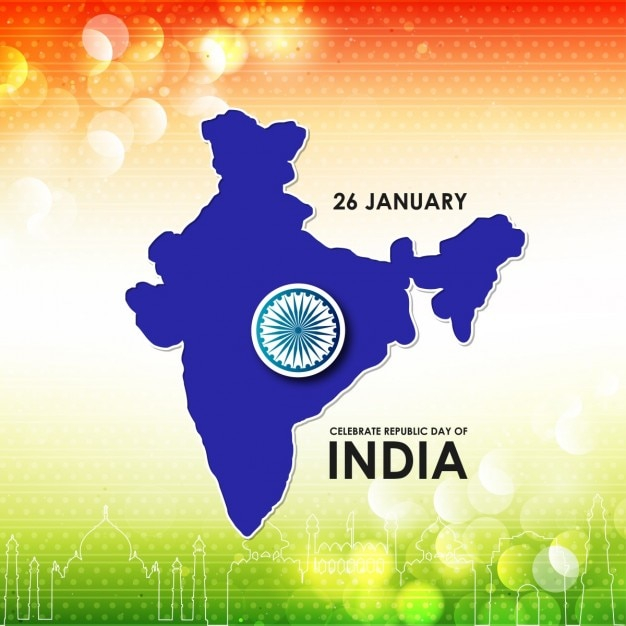 Free: Background with a blue map, republic day of india 