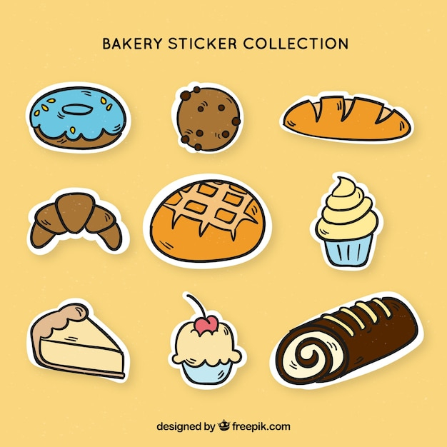  food, hand, cake, bakery, sticker, hand drawn, chocolate, milk, cafe, cupcake, bread, cook, cooking, sweet, egg, stickers, dessert, cookie, cream, pastry