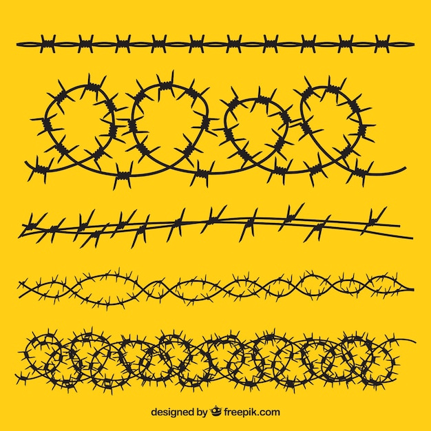 background,line,silhouette,metal,shape,yellow,security,form,military,fence,protection,wire,pack,collection,set,barbed wire,barbed
