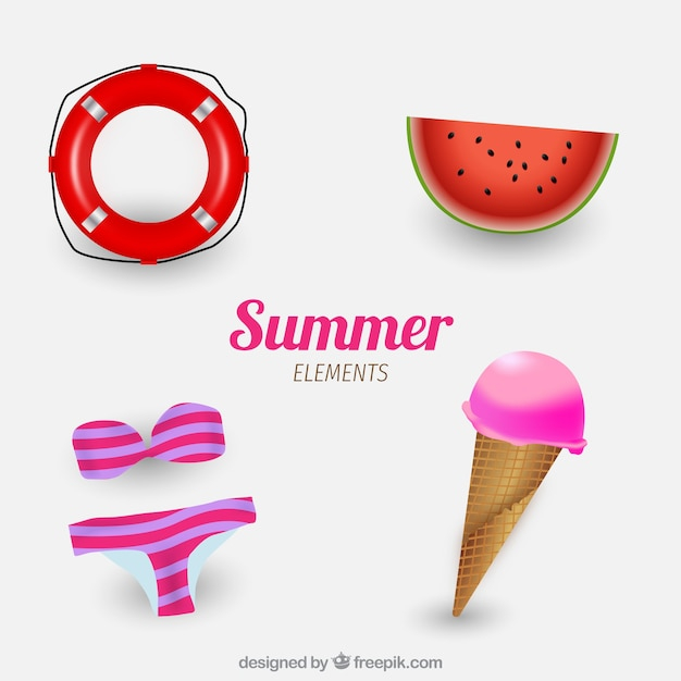 summer,beach,sea,sun,ice cream,holiday,ice,elements,vacation,watermelon,cream,sunshine,style,bikini,season,pack,collection,set,realistic,float