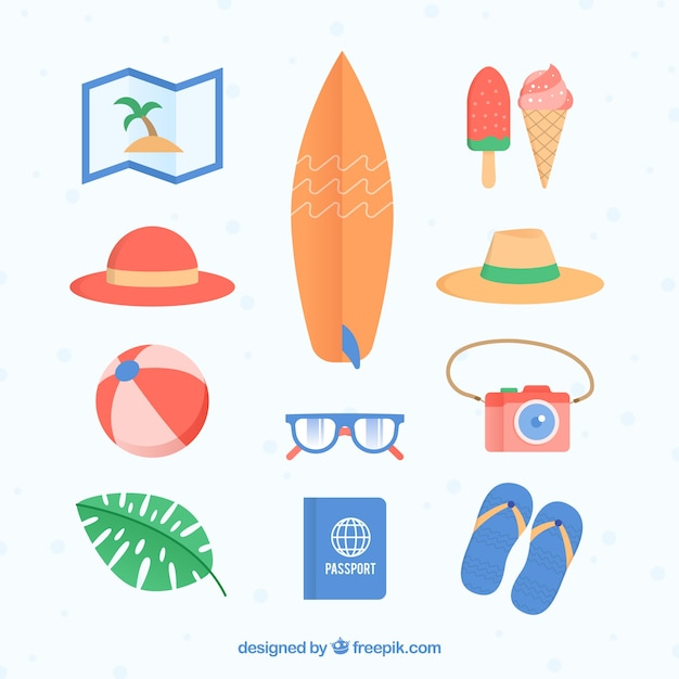 summer,map,camera,beach,sea,sun,holiday,clothes,flat,ice,elements,sunglasses,vacation,sunshine,style,season,pack,surfboard,collection,set