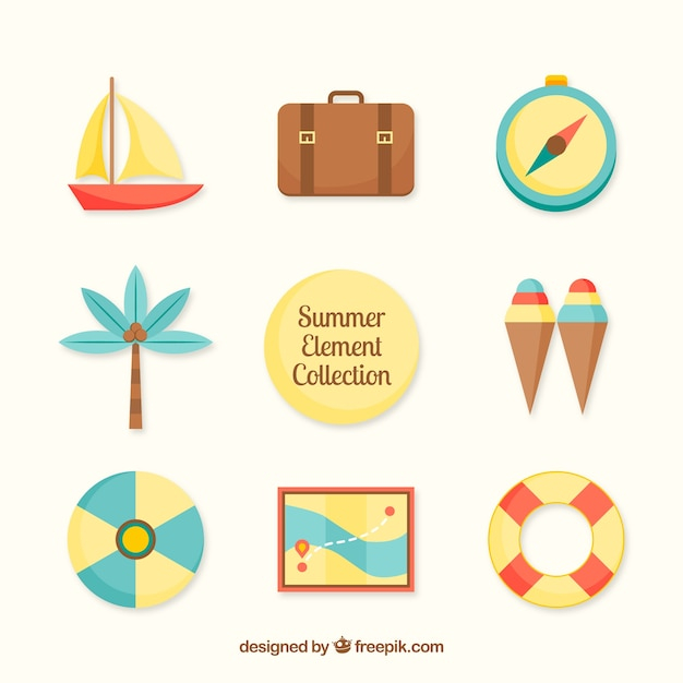 summer,beach,sea,sun,holiday,clothes,flat,ice,elements,vacation,sunshine,luggage,style,season,pack,sailboat,collection,set,summertime,seasonal