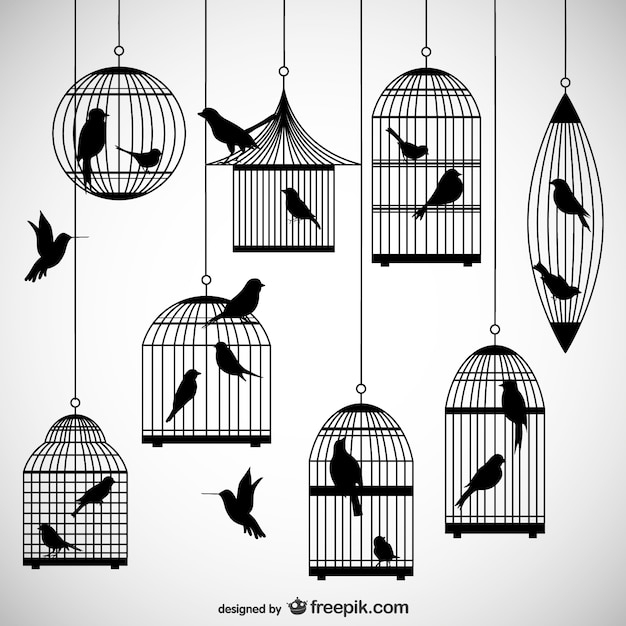  bird, silhouette, birds, silhouettes, pack, cage, bird cage, birdcage, vertical, cages