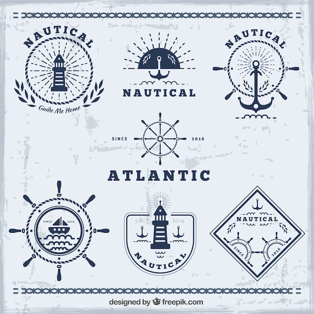 design,badge,blue,sea,badges,flat,elements,ocean,anchor,stickers,flat design,emblem,nautical,decorative,lighthouse,marine,sailor,sail,navy,sailing