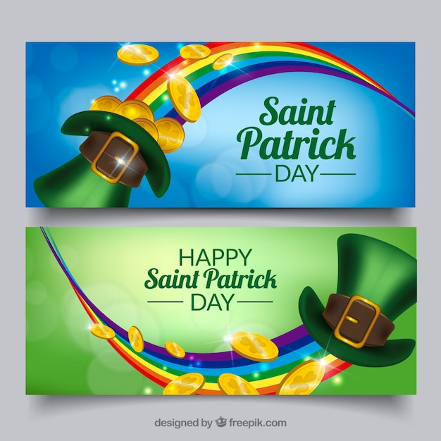 banner,gold,party,banners,spring,celebration,rainbow,holiday,decoration,hat,bokeh,decorative,culture,traditional,coins,clover,day,celtic,lucky,gold coin