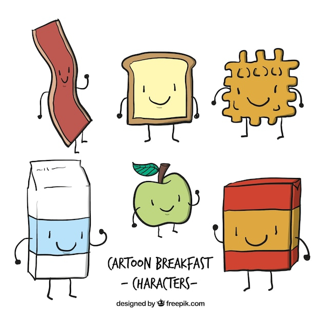 food,hand,cartoon,hand drawn,fruit,milk,vegetables,fruits,apple,drawing,breakfast,eat,morning,eating,characters,cartoon characters,toast,drawn,lovely,waffle