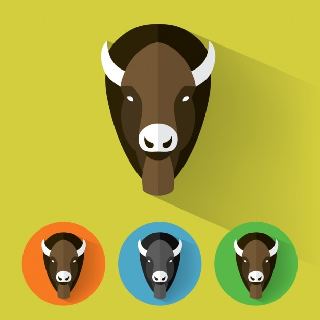 icon,animal,icons,animals,head,colour,icon set,collection,buffalo,set,colored,heads,coloured