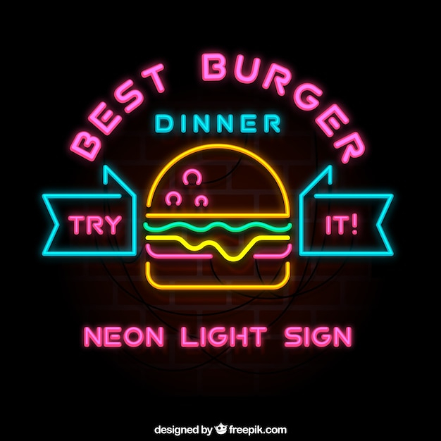 poster,color,sign,neon,lamp,burger,light bulb,bar,billboard,bulb,lights,decorative,electric,signboard,lighting,signage,bright,signal,tube,vegas