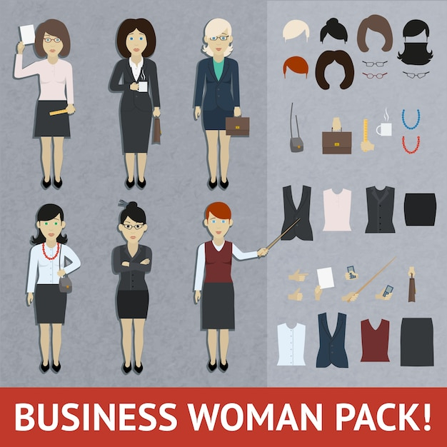 business,fashion,hair,illustration,templates,accessories,style,pack,set,figures