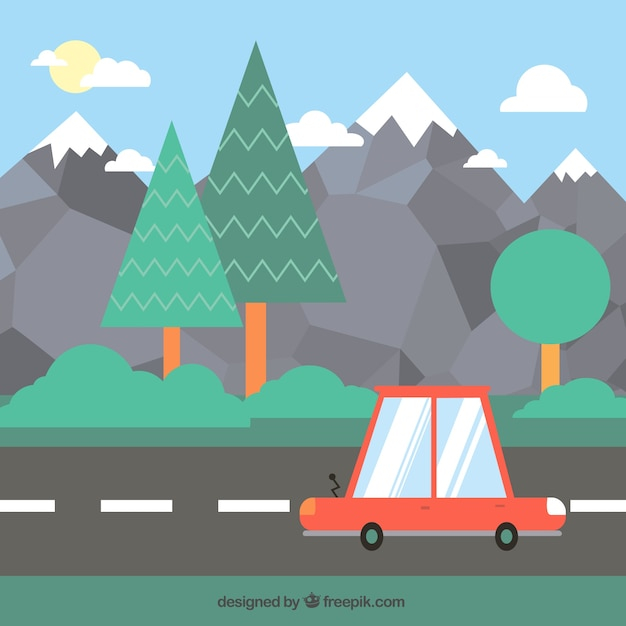 car,nature,cartoon,mountain,road,transport,transportation,outdoor,vehicle,highway,automobile