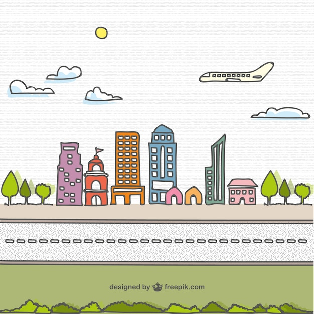 background,texture,city,house,children,template,building,cartoon,road,sky,hand drawn,landscape,color,doodle,kid,colorful background,drawing,trees,buildings