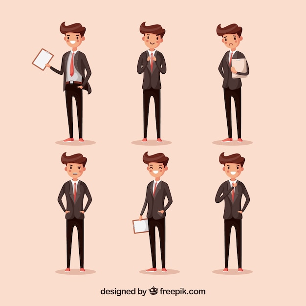 Free: Cartoon salesman in six different positions 