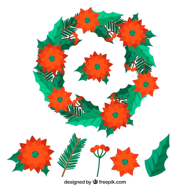 christmas,floral,merry christmas,flowers,design,ornament,green,xmas,nature,red,wreath,leaves,flat,decoration,christmas decoration,christmas wreath,christmas ornament,floral ornaments,flat design,december