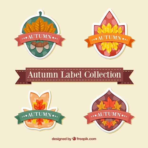 ribbon,label,design,leaf,badge,nature,autumn,cute,leaves,badges,labels,elegant,flat,fall,natural,colors,flat design,classic,warm,autumn leaves