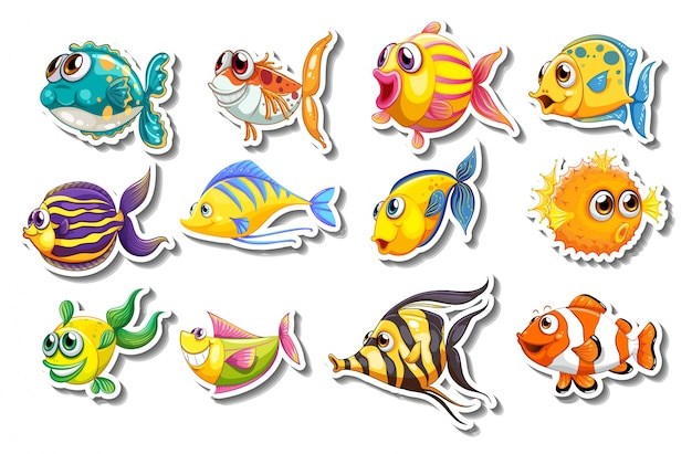 background,water,badge,nature,cartoon,tag,fish,sticker,animal,art,white background,tropical,white,drawing,nature background,group,picture,characters,cartoon characters,path