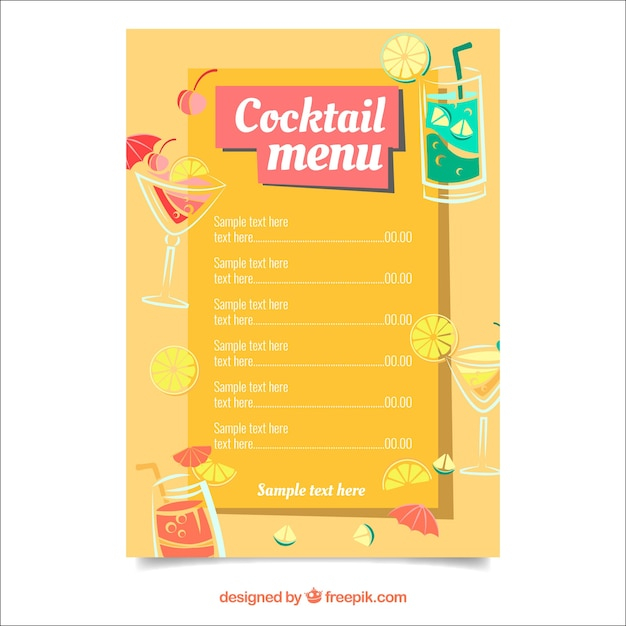 menu,design,summer,template,fruit,tropical,flat,juice,cocktail,flat design,drinks,print,cocktails,fruit juice,delicious,menu template,ready,exotic,summertime,cooling