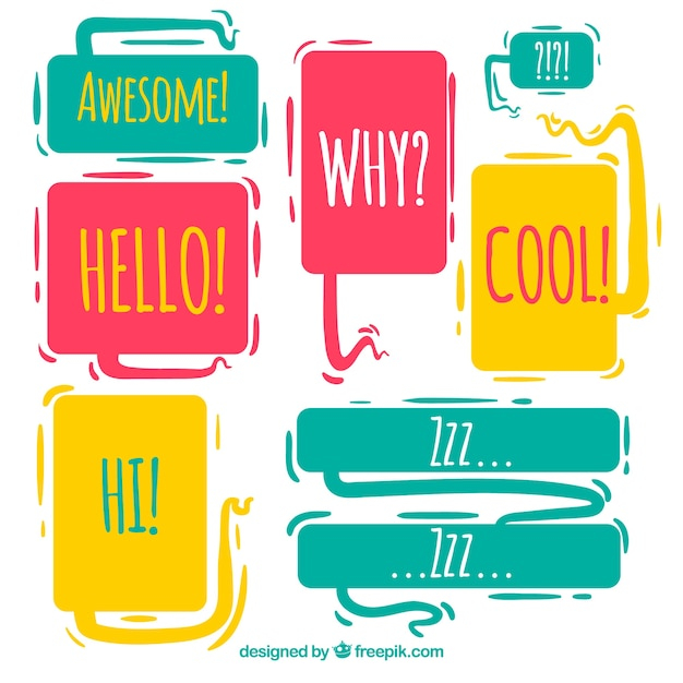 Free: Collection of colored dialog balloons with messages - nohat.cc