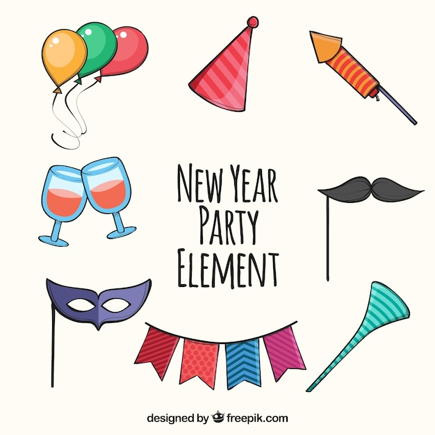 happy new year,new year,party,hand,hand drawn,celebration,happy,holiday,event,happy holidays,new,drawing,elements,december,celebrate,element,year,festive,season,drawn
