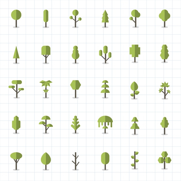  tree, icon, green, nature, cute, graphic, colorful, plant, plants, pine, brown, symbol, pine tree, gardening, icon set, bush, collection, oak, maple