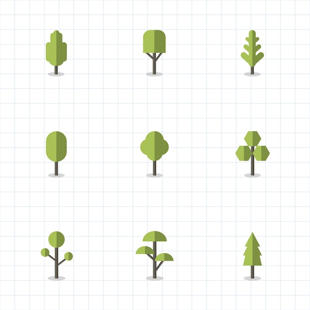  tree, icon, green, nature, cute, graphic, colorful, plant, plants, pine, brown, symbol, pine tree, gardening, icon set, bush, collection, oak, maple
