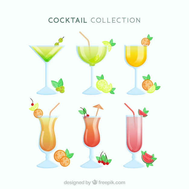 design,fruit,colorful,tropical,flat,glass,drink,juice,umbrella,cocktail,flat design,drinks,pack,cocktails,straw,fruit juice,collection,delicious,set,cocktail glass