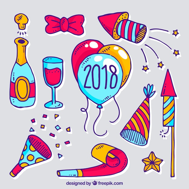 happy new year,new year,party,hand,hand drawn,celebration,happy,doodle,holiday,colorful,event,sketch,happy holidays,new,drawing,december,celebrate,element,year,festive