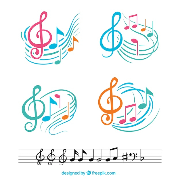  music, abstract, design, colorful, note, flat, flat design, decorative, music notes, notes, wavy, artistic, musical notes, musical, clipart, melody, clef, pentagram, classical, stave