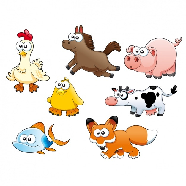 nature,fish,animal,chicken,color,animals,horse,cow,pig,natural,fox,colour,hen,collection,set,colored,coloured