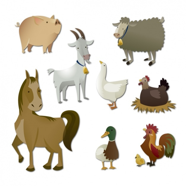 animal,farm,chicken,animals,horse,pig,sheep,rooster,goat,duck,colour,farm animals,hen,collection,goose,colored,coloured